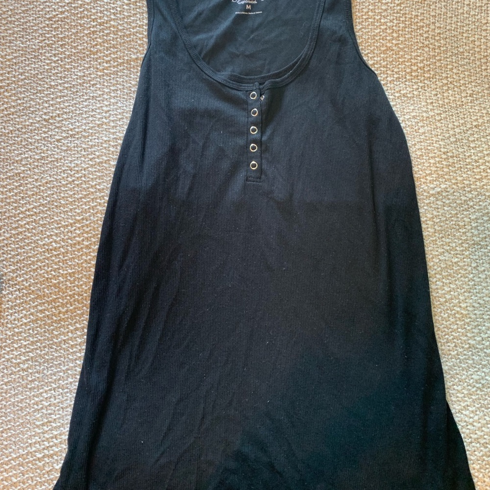 Isabel Maternity Black Tank Top with Button Detail